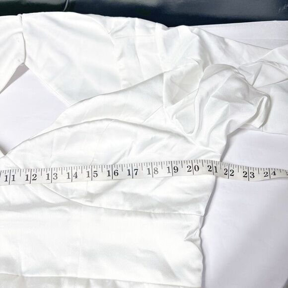 Lulus Elegant Confidence White Satin Flutter Sleeve Cutout Maxi Dress Size XL Ne - Picture 10 of 13